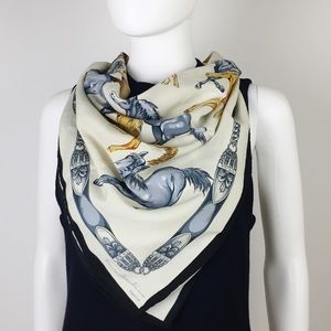 Vintage Equestrian Running Horses Silk Scarf